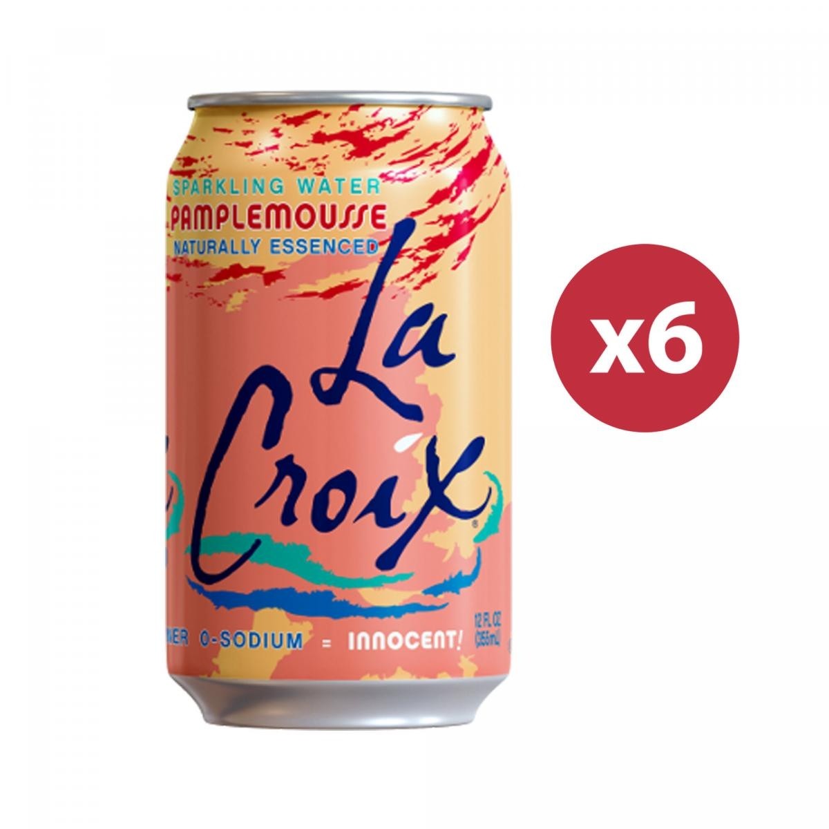 Lacroix - 柚子味天然精華蘇打水 (六罐裝) Pamplemousse Naturally Essenced Sparkling Water (6 cans)