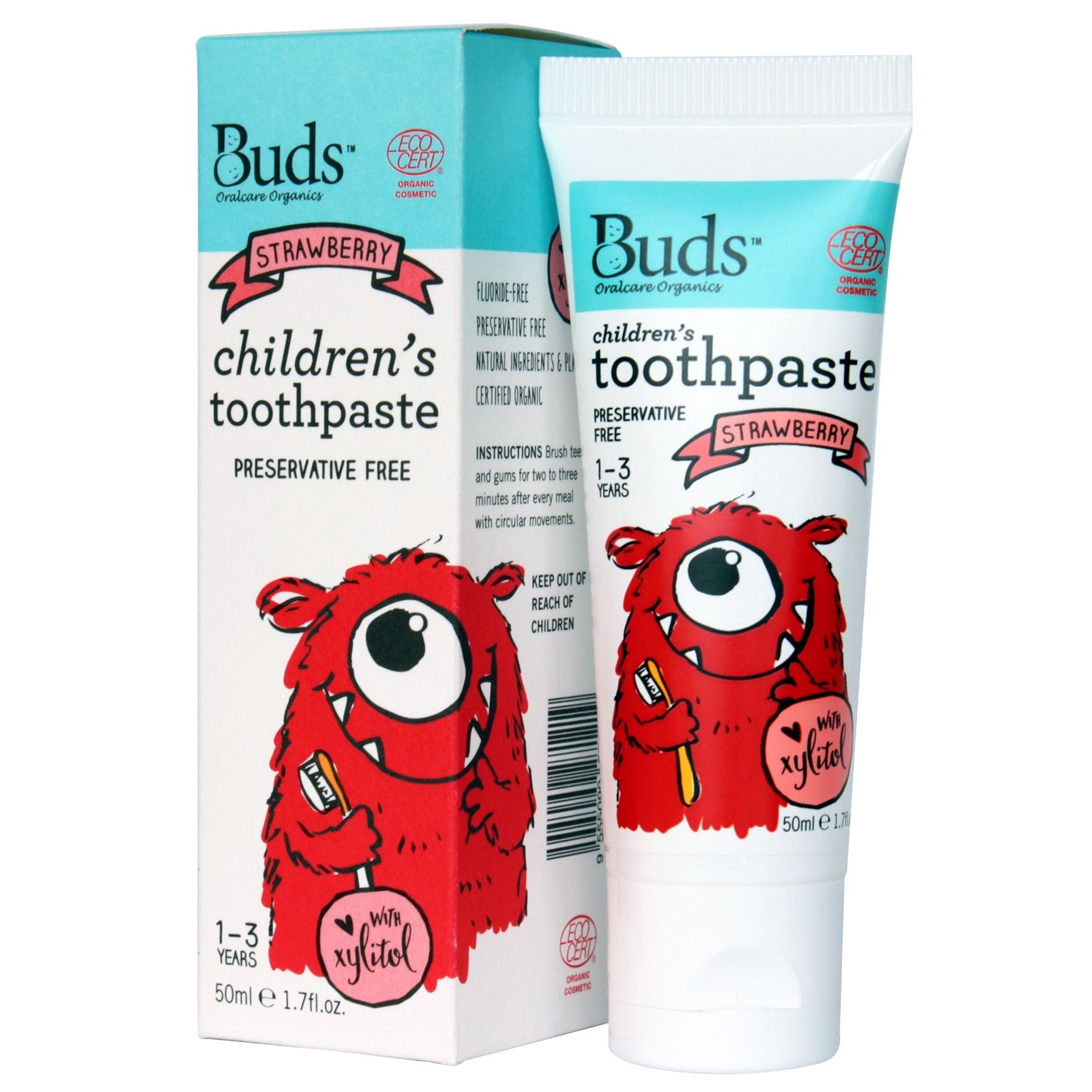 芽芽有機幼童含木糖醇牙膏 1-3歲 (草莓味) BUDS ORGANICS CHILDREN’S TOOTHPASTE WITH XYLITOL 1-3 YRS OLD (Strawberry)