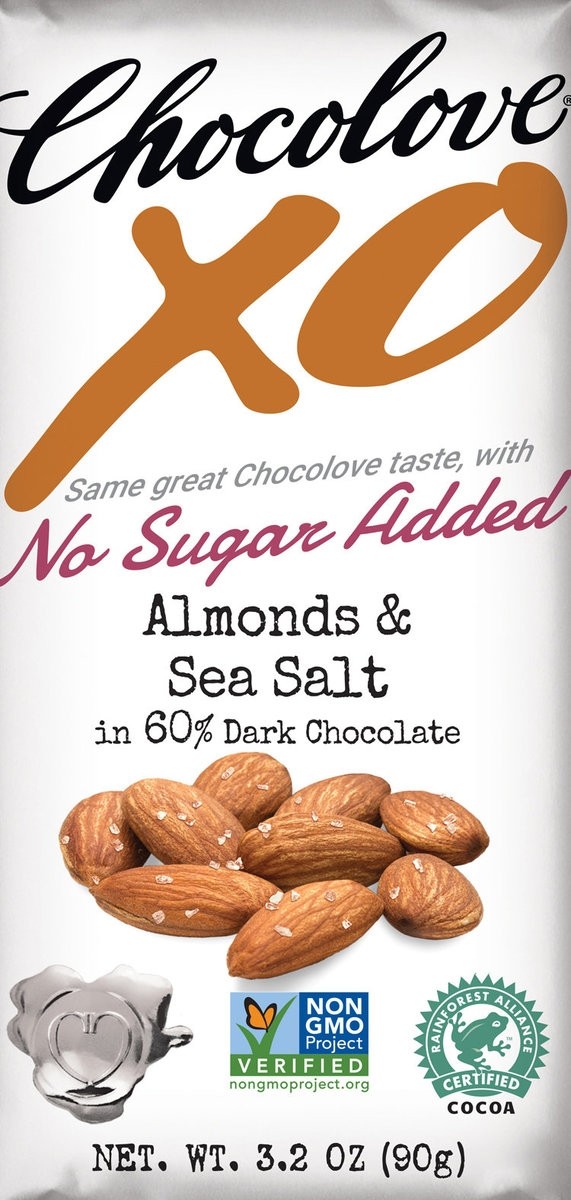 (07/2021) Chocolove xoxox-美國60％可可含量無添加糖海鹽杏仁黑朱古力 NO SUGAR ADDED 60% COCOA CONTENT ALMOND & SEA SALT IN DARK CHOCOLATE  (已過最佳食用日期)