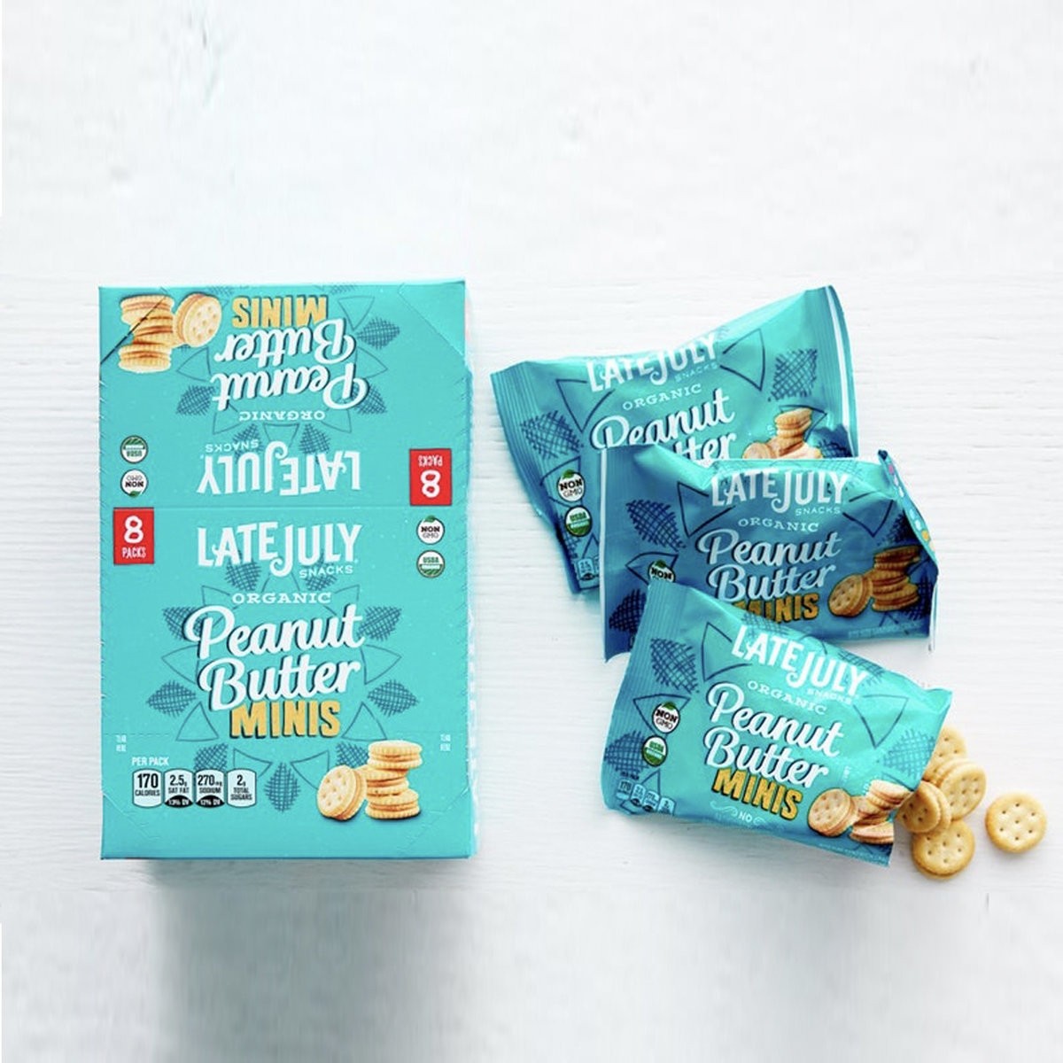美國有機迷你花生醬夾心餅乾 (8小包/盒) "Late July Snack" Organic Minis Sandwich Crackers - Peanut Butter (Case of 8)
