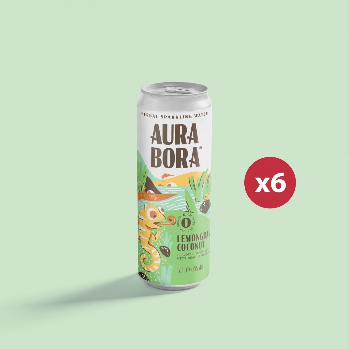Aura Bora - 香茅椰子草本蘇打水 (六罐裝) Lemongrass Coconut Herbal Sparking Water (six cans) 