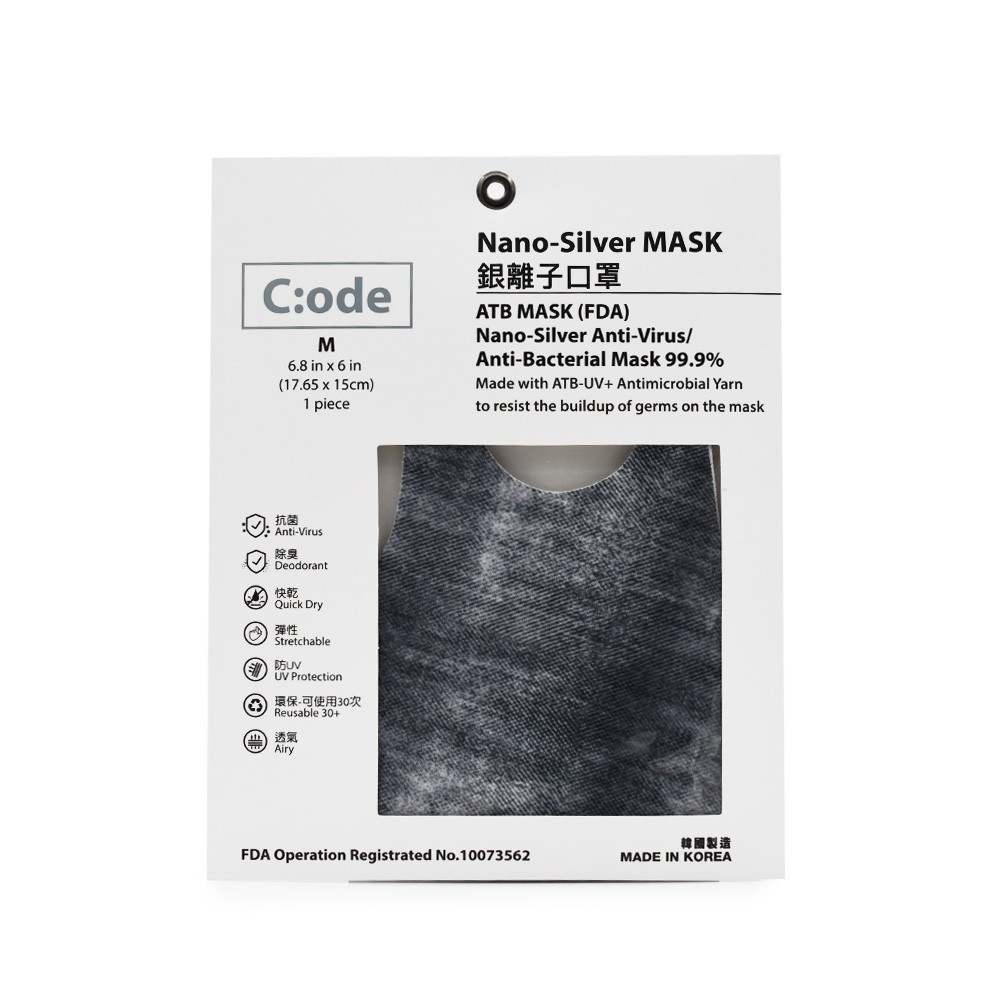 C:ODE - 銀離子口罩 | 黑色牛仔 | 大碼 | 大優惠 | NANO SILVER MASK BLACK DENIM-L | Big Sales