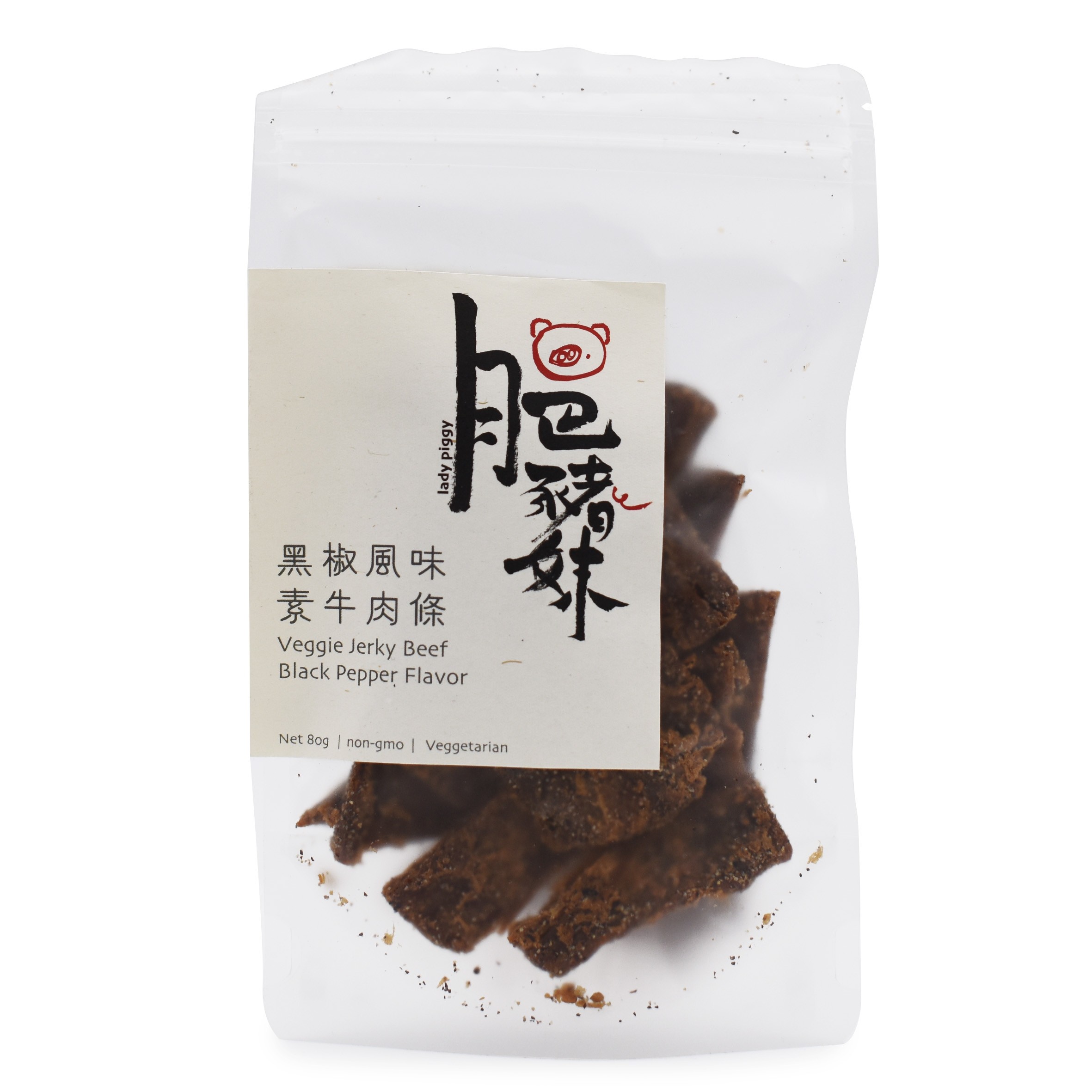 肥豬妹 - 黑椒風味素牛肉條 VEGGIE JERKY BEEF BLACK PEPPER FLAVOR