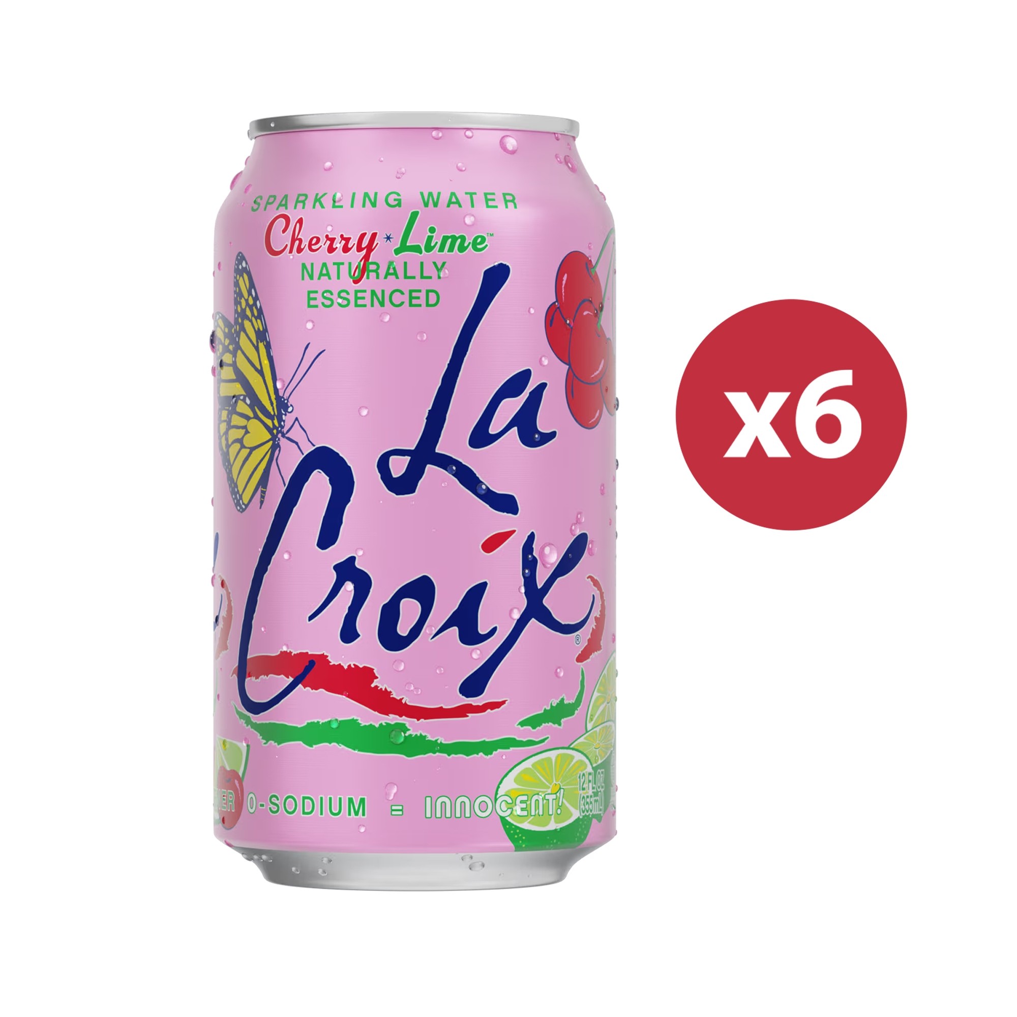 LACROIX - 車厘子青檸味天然精華梳打水 | 六罐裝 | #零卡路里​ |  Cherry Lime Naturally Essenced Sparkling Water | #0 - calorie #6 cans