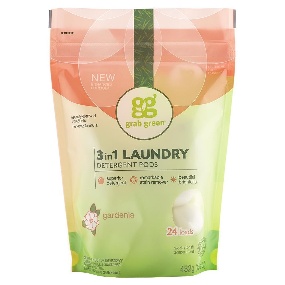 美國經典三合一深層清潔洗衣球 - 梔子花 Grab Green CLASSIC 3-IN-1 LAUNDRY DETERGENT PODS - GARDENIA