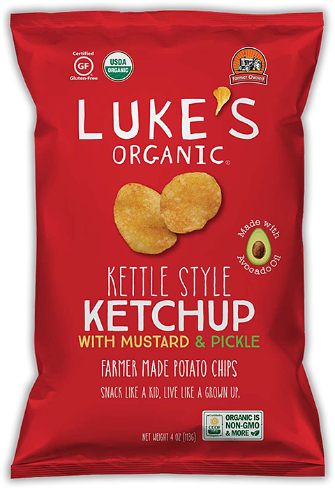 美國有機無麩質凱特風格薯片 - 茄汁芥末醬和泡菜 "LUKE'S ORGANIC" GLUTEN FREE KETTLE STYLE POTATO CHIPS - KETCHUP WITH MUSTARD & PICKLE