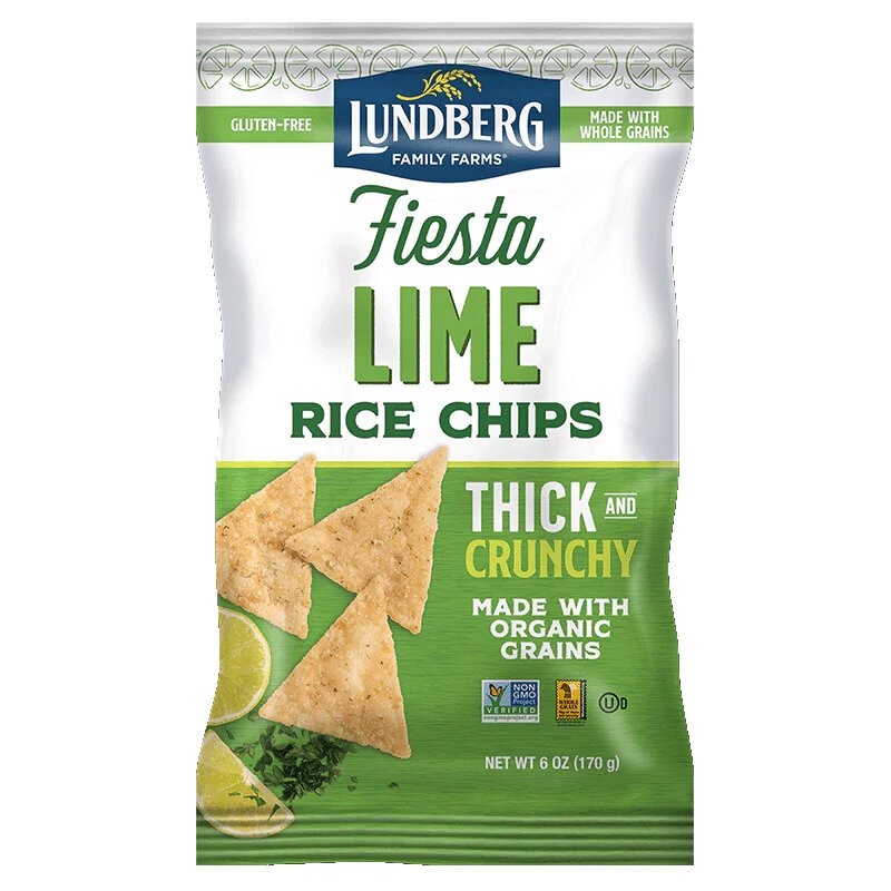 美國有機青檸全穀脆米片"Lundberg"ORGANIC WHOLE GRAIN RICE CHIPS(FIESTA LIME)