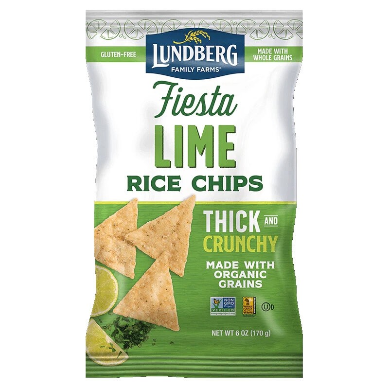 美國有機青檸全穀脆米片"Lundberg"ORGANIC WHOLE GRAIN RICE CHIPS(FIESTA LIME)