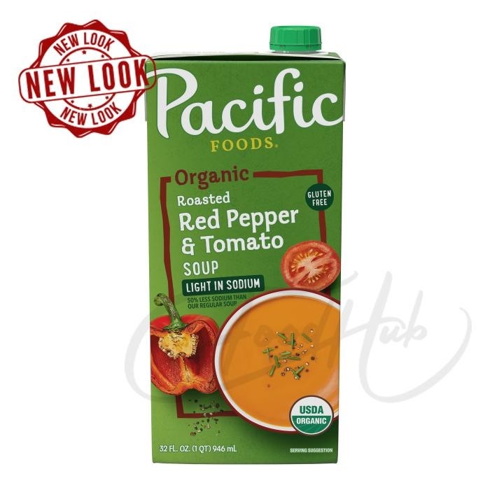Pacific Foods 美國有機低鹽烤紅椒番茄湯 | 2件裝 | Organic Roasted Red Pepper & Tomato Soup Light In Sodium | Two Pack