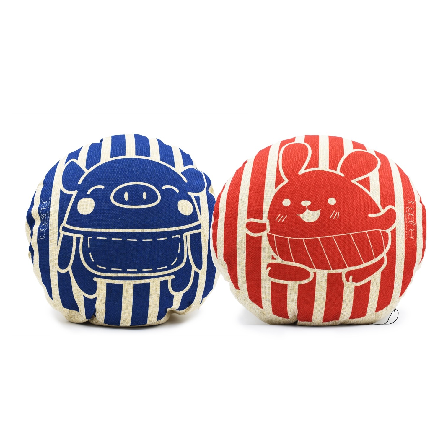 Together "Pingi & Tin Tin Stripe" Circle Cushion (302294BL & 302295R) 一套兩件