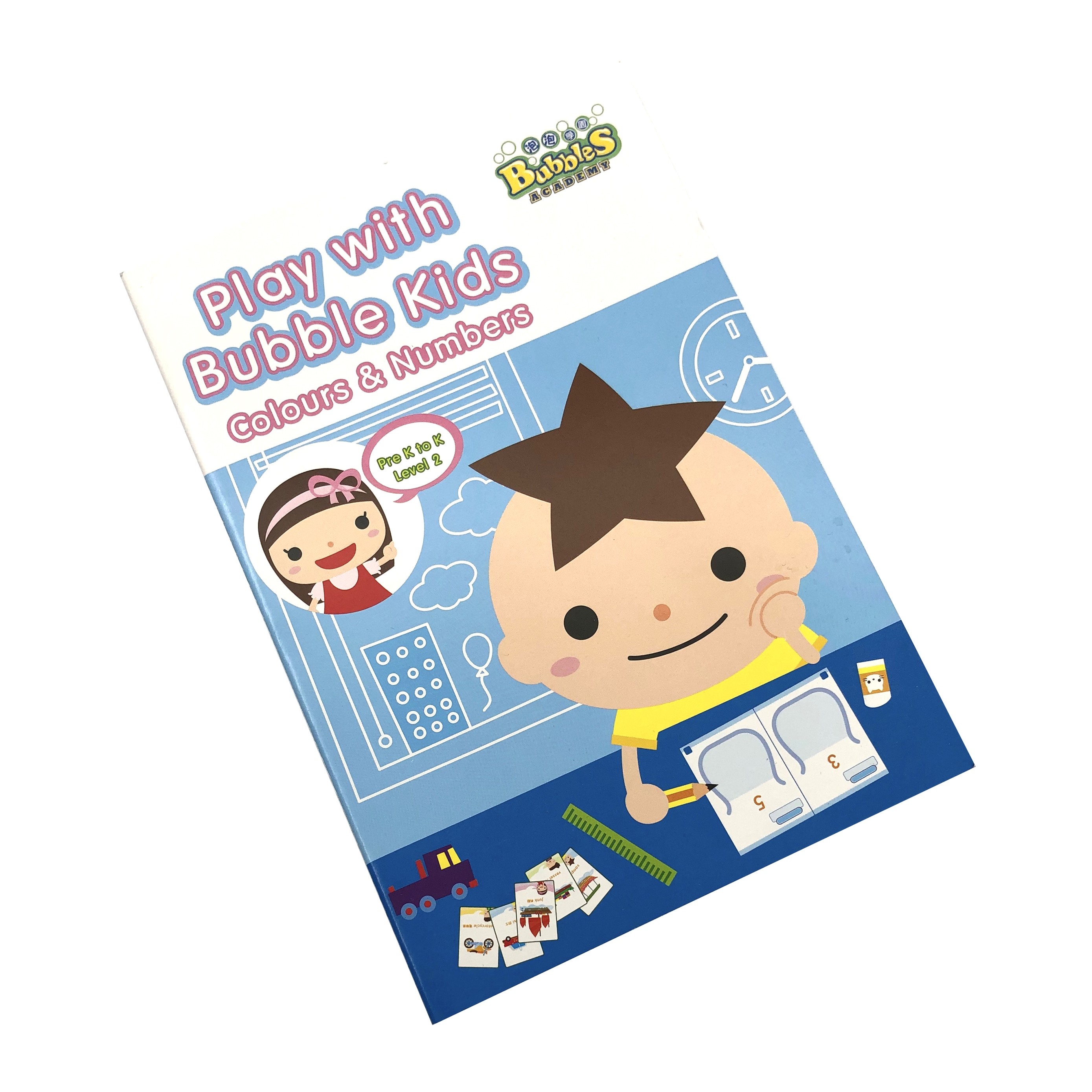 泡泡學園學前教材 (顏色與數字) 學習冊 - 中階 Bubbles Academy - Play with Bubble Kids (Colours and Numbers) Pre K to K Learning Booklet - Level 2