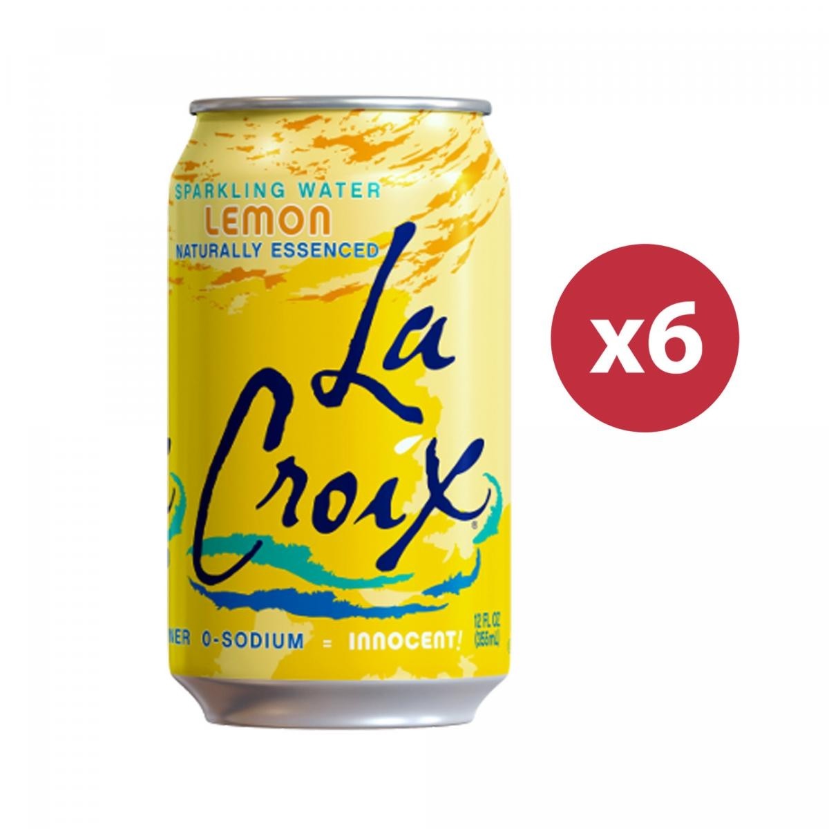  LACROIX - 檸檬天然精華蘇打水 (六罐裝) Lemon Naturally Essenced Sparkling Water (6 cans)