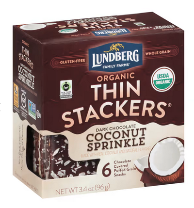 Lundberg - 有機椰絲黑朱古力米通餅 Organic Coconut Sprinkle Thin Stackers