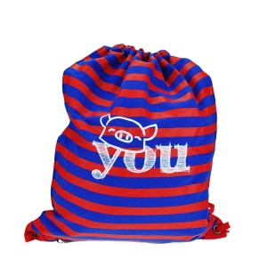 Together "You" Drawstring Bag Blue with Red Strip 索繩藍色紅橫間輕巧背包 (2171RB)