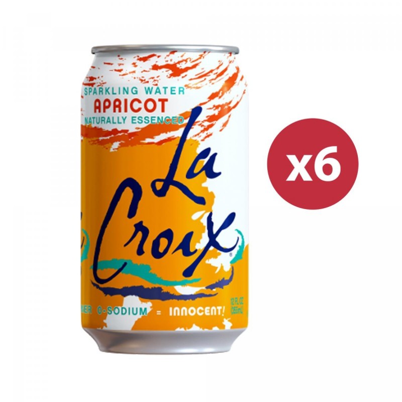 Lacroix - 杏桃味天然蘇打水 (六罐裝) Apricot Naturallly Essenced Sparkling Water (6 cans)