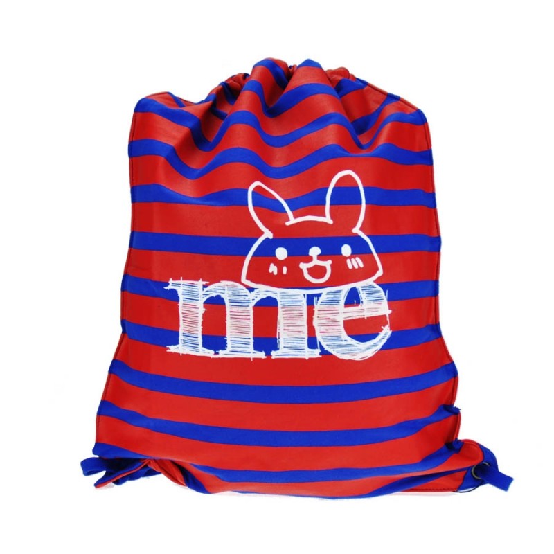 Together "Me" Drawstring Bag Red with Blue Strip 索繩紅色藍橫間輕巧背包 (2172RB)