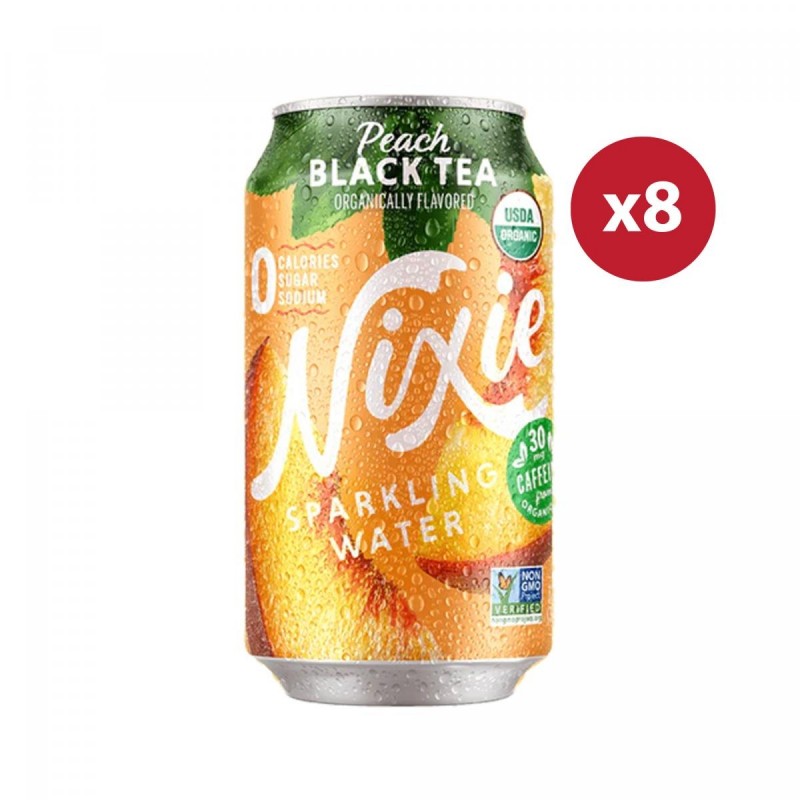 "Nixie" 有機無糖桃紅茶梳打水 | 八罐裝 |  Organic Zero Sugar Peach Black Tea Sparkling Water | 8 Cans