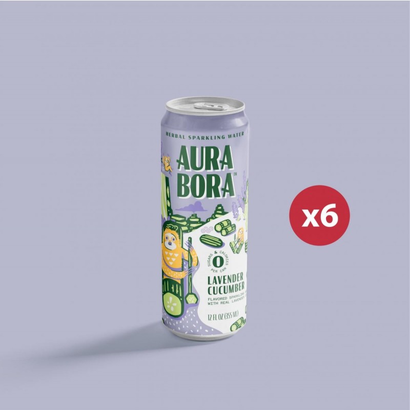Aura Bora - 薰衣草黃瓜草本蘇打水 (六罐裝) Lavender Cucumber Herbal Sparkling Water (six cans)