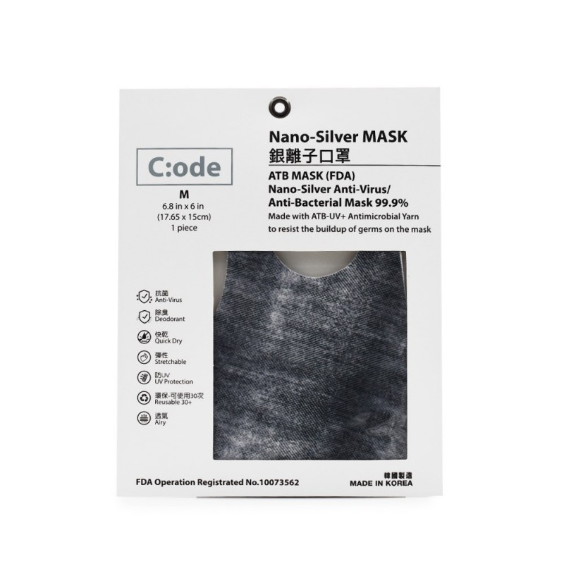 C:ODE - 銀離子口罩 | 黑色牛仔 | 大碼 | 大優惠 | NANO SILVER MASK BLACK DENIM-L | Big Sales