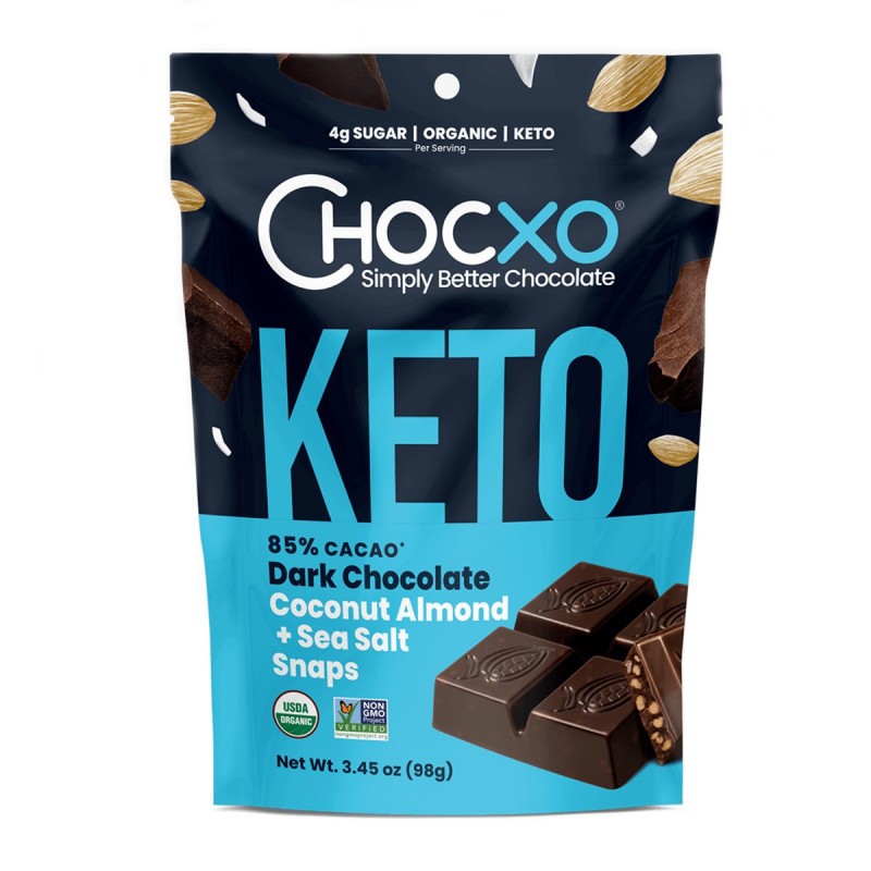  ChocXo - 生酮椰子杏仁海鹽85%黑朱克力脆片 | 6件裝 | Keto Coconut Almond & Sea Salt 85% Dark Chocolate Snaps | 6pcs