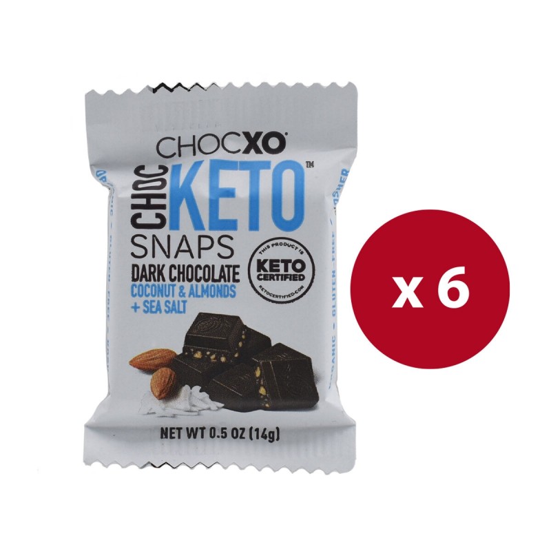  ChocXo - 生酮椰子杏仁海鹽85%黑朱克力脆片 (6件裝) Keto Coconut Almond & Sea Salt 85% Dark Chocolate Snaps (6pcs)