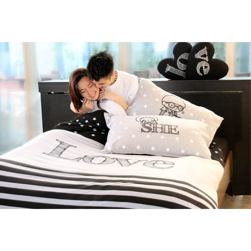 Together "He & She" Set / 2 Pillow Case (BSPW1203GY)