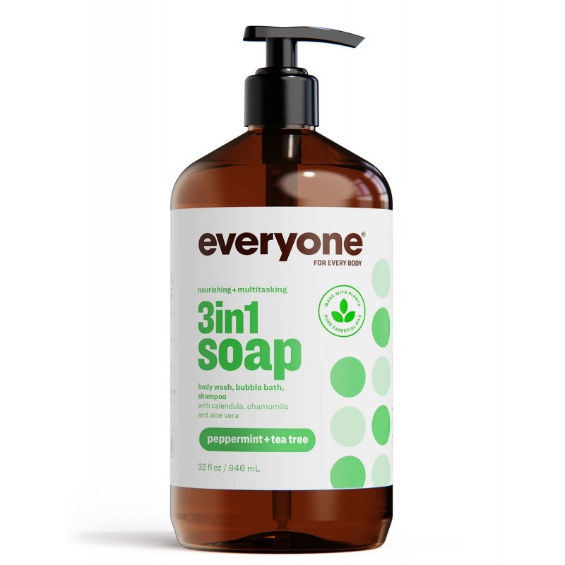  EO - 三合一薄荷+茶樹味冲涼洗頭液 946ml | Everyone 3-in-1 | Peppermint + Tea Tree Body Wash, Bubble Bath, Shampoo | 946ml