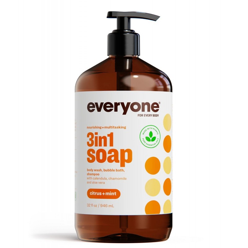  EO - 三合一柑橘-薄荷味冲涼洗頭液-946mll | Everyone 3-in-1 | Everyone 3-in-1 | Citrus & Mint Body Wash, Bubble Bath, Shampoo | 946ml