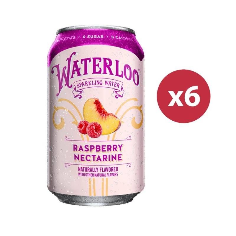Waterloo - 紅桑子桃味天然梳打水 | 六罐裝 | Raspberry Nectarine Sparkling Water | 6 cans