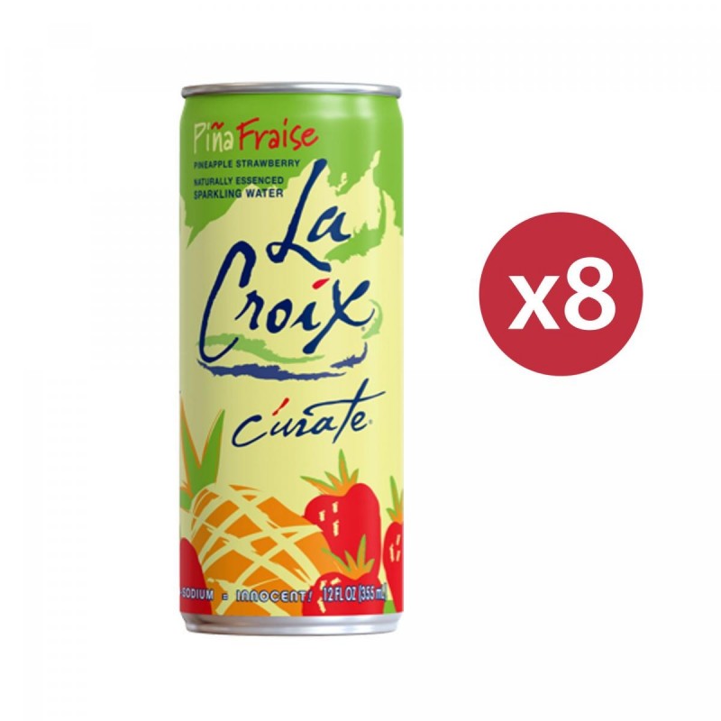LACROIX - 菠蘿士多啤梨天然精華梳打水 | Pineapple Strawberry Naturally Essenced Sparkling Water | 8 cans