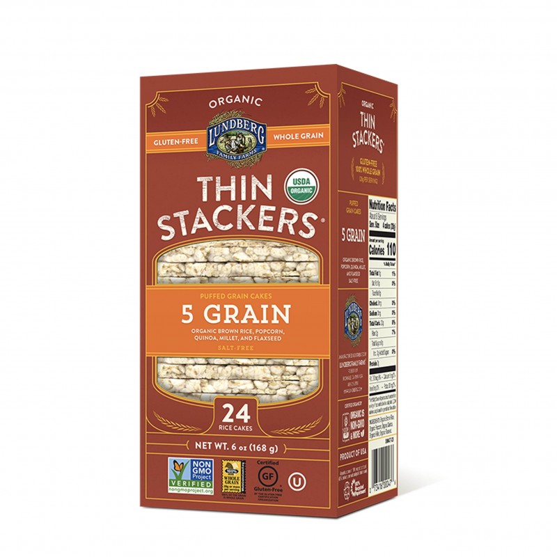 美國有機無鹽米通餅 (五穀) Lundberg ORGANIC SALT-FREE THIN STACKERS (5 GRAIN)