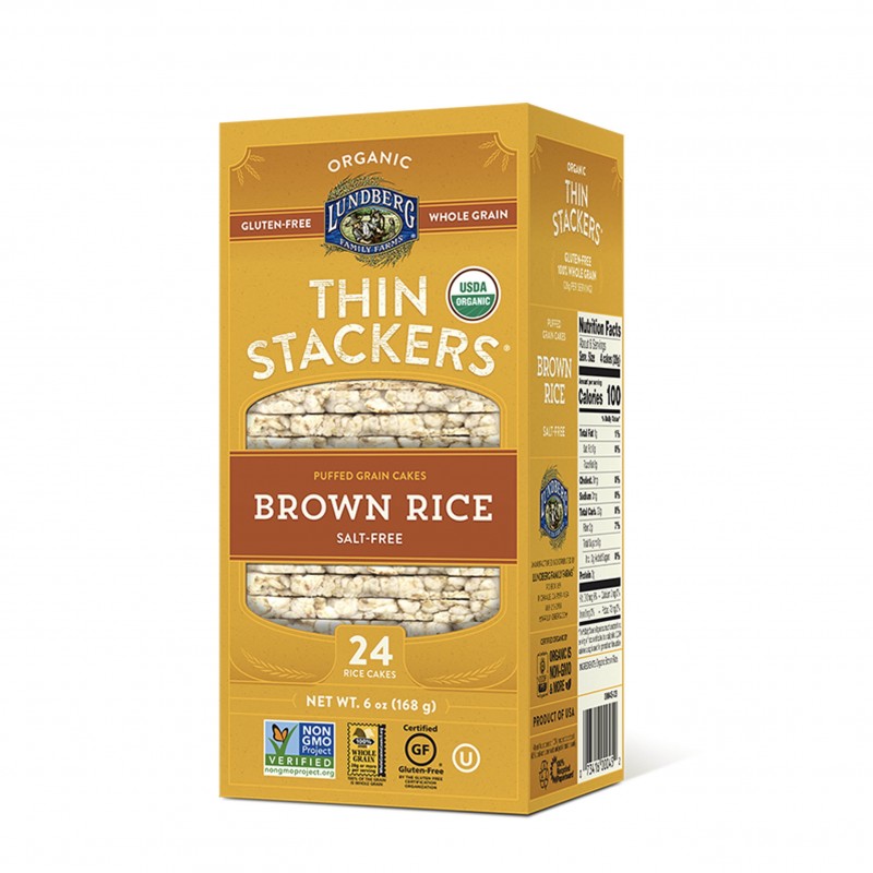 Lundberg - 美國有機無鹽米通餅 | 糙米  ORGANIC SALT-FREE THIN STACKERS | BROWN RICE