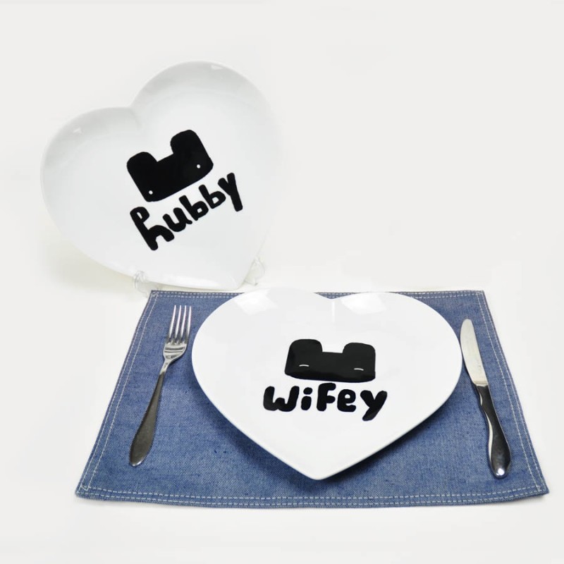 Together "Hubby & Wifey" Set / 2 Plate (PL161287_88)