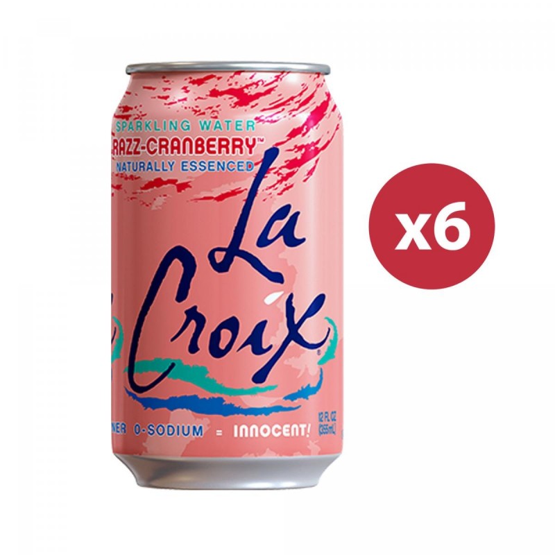 Lacroix - 蔓越莓味天然精華蘇打水 (六罐裝) Razz-Cranberry Naturally Essenced Sparkling (Six cans) 