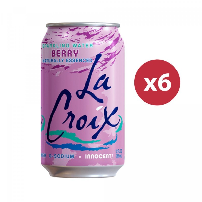 LACROIX - 莓子味天然精華蘇打水 (六罐裝) Berry Naturally Essenced Sparkling (Six cans)